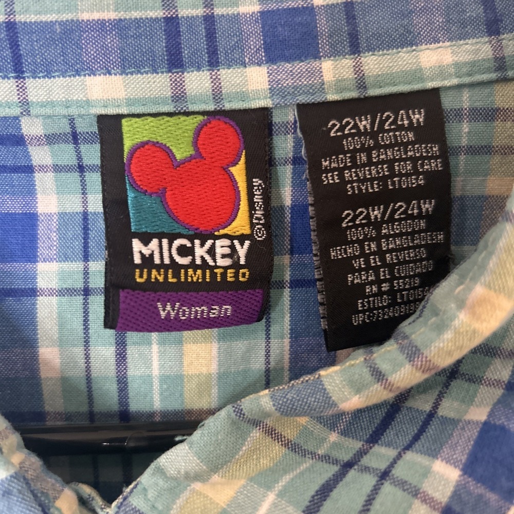 Mickey Unlimited Womens Shirt Size 22W/24W Blue Plaid Button Up Sleeveless Top - Picture 4 of 8